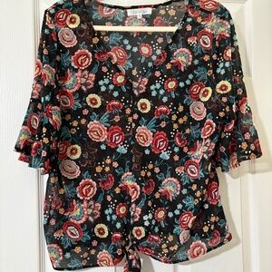 4 for $20 SALE! Sheer black flower blouse Size XL